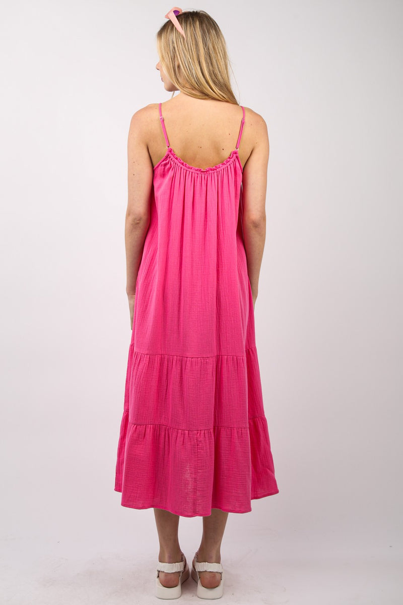 J Ruffled A-Line Midi Cami Dress