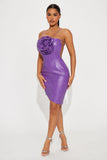 Fleur Faux Leather Mini Dress - Purple