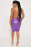 Fleur Faux Leather Mini Dress - Purple