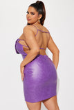 Fleur Faux Leather Mini Dress - Purple
