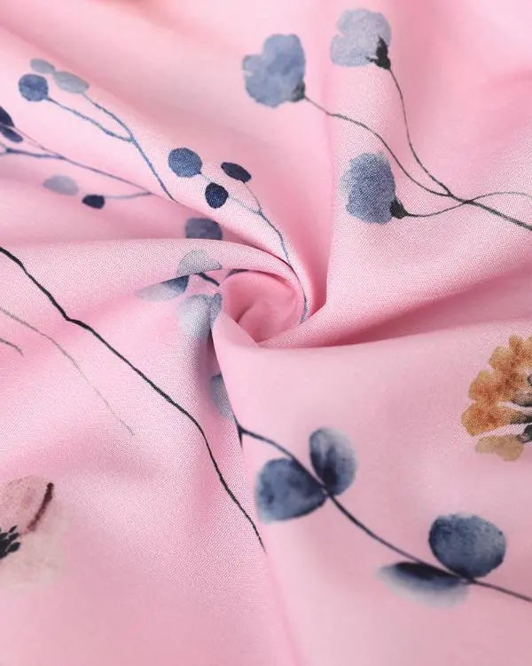 Floral Print Ruffle Hem Split Sleeve Top