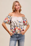 SO ME Floral Embroidered Two Way Off The Shoulder Blouse