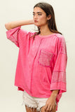 Fuchsia High-Low Washed T-Shirt