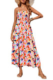 Maxi Dress for Women Spring Casual Spaghetti Strap Floral Sundress Flared Boho Flowy Wedding Guest Long Dresses