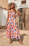 Maxi Dress for Women Spring Casual Spaghetti Strap Floral Sundress Flared Boho Flowy Wedding Guest Long Dresses