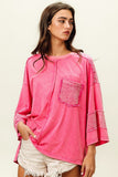 Fuchsia High-Low Washed T-Shirt