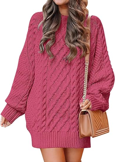 Womens Sweater Dress Oversized Cable Knit Chunky Long Sleeve Short Dre –  Divahotcouture