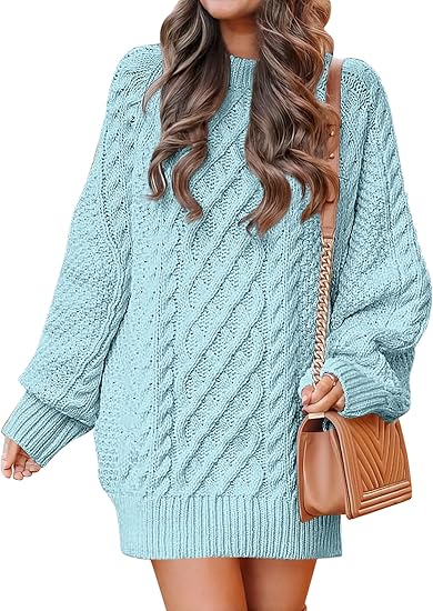 Womens Sweater Dress Oversized Cable Knit Chunky Long Sleeve Short Dre – Divahotcouture