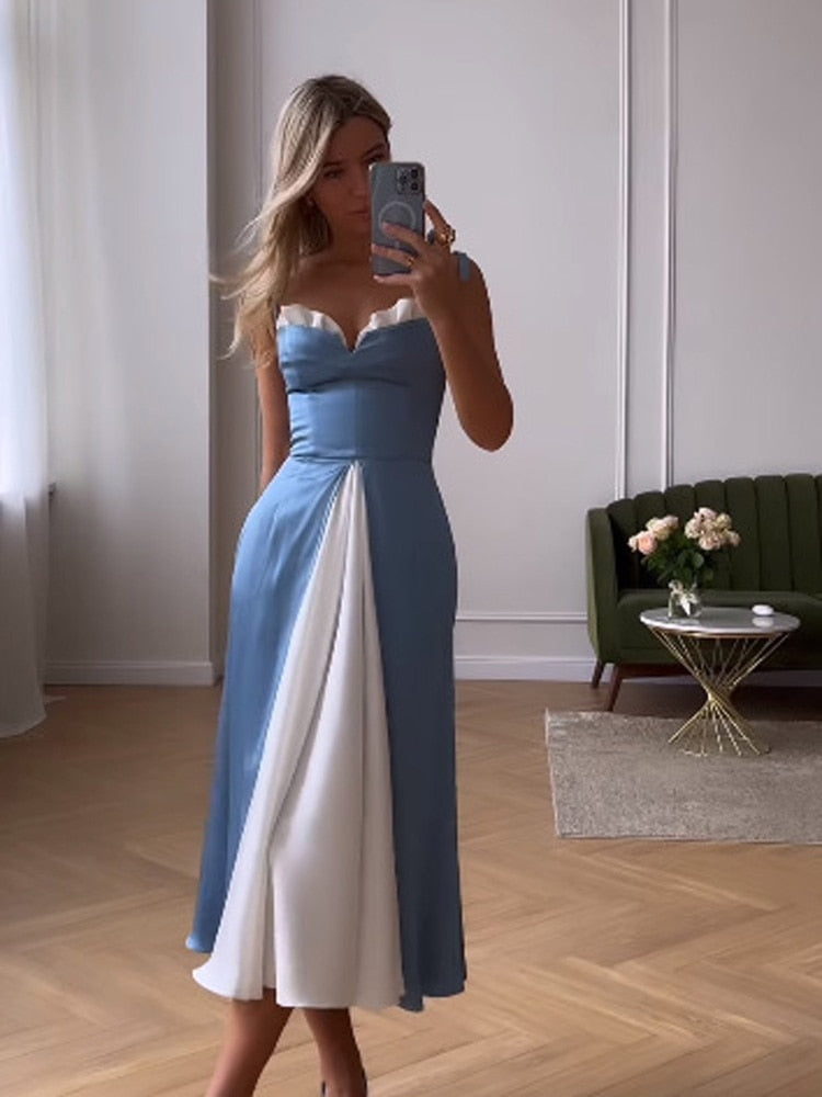 Bsckless Women Spaghetti Straps Prom Dress Sexy Side Split High Waisted Slim Evening Party Dresses