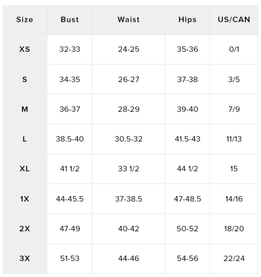 Size Chart ( Inches)