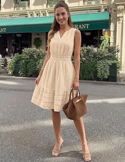 Women's 2026 Summer Casual Mini Sundress Beach Vacation Sleeveless V N – Divahotcouture