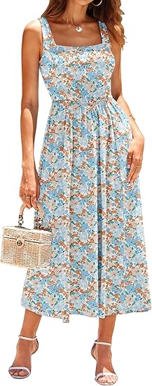 midi wash and wear summer sleeveless dresses for Women 2026 Spring Square Neck Tank A Line – Divahotcouture Designed with a clean Color:Cloud Dancer Solid White V-Neck Sleeveless Maxi YGroup_kanthro-pleated