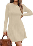 Fall Dresses for Women  Long Sleeve Crew Neck Sweater Dress