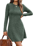 Fall Dresses for Women  Long Sleeve Crew Neck Sweater Dress
