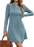 Fall Dresses for Women  Long Sleeve Crew Neck Sweater Dress