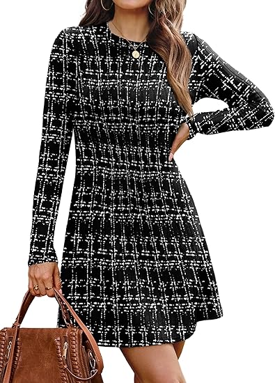 Fall Dresses for Women  Long Sleeve Crew Neck Sweater Dress