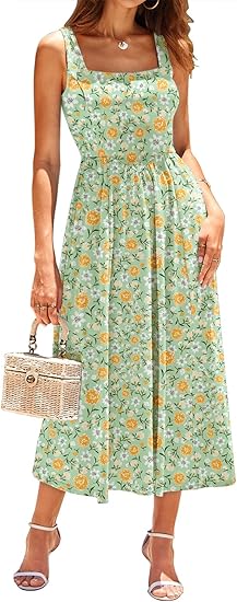 sachin and babi light blue dress Poplin Square Neck Flutter Sleeve Lace-up Back Midi Dress