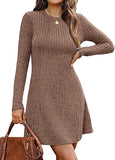 Fall Dresses for Women  Long Sleeve Crew Neck Sweater Dress