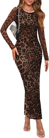long tight fitted dresses Women's Bodycon Maxi Dress Fall Fashion Sleeve Floral Print – Divahotcouture Asian Style Salad Dressing Elegant Bodycon Maxi Curve Dress_Length:Midi Sizes:8 (s)