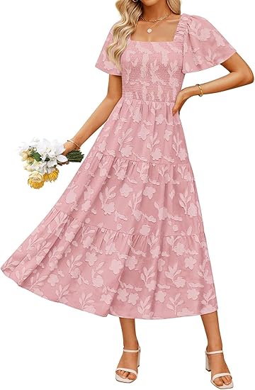 pink chiffon dress knee length Stunning Blush Pink Lace Knee Length Bridal Party Dress W/Illusion Nec   DaisyFormals-Bridesmaid and Formal Dresses in 59+ Colors