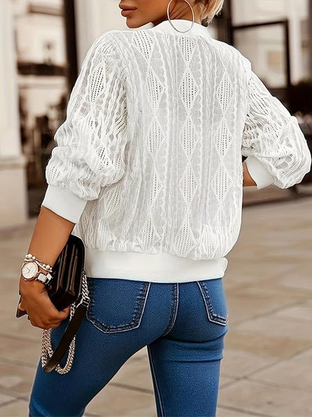 Women's Lace Jacket Lightweight Long Sleeve Zip up Jackets Casual