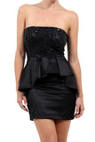 Black Sequin Peplum Dress