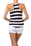 Stripe Sequin Heart Print Hi Low Tank Top