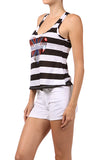 Stripe Sequin Heart Print Hi Low Tank Top