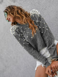 Solid Pearl Rib-Knit Sweater