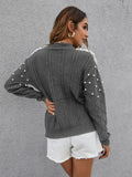 Solid Pearl Rib-Knit Sweater