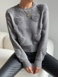 Heart Knit Drop Shoulder Sweater