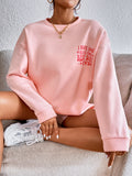 Slogan Graphic Drop Shoulder Sweatshirt