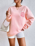 Slogan Graphic Drop Shoulder Sweatshirt