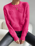 Heart Knit Drop Shoulder Sweater