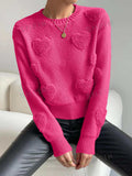 Heart Knit Drop Shoulder Sweater