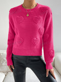 Heart Knit Drop Shoulder Sweater