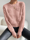 Heart Knit Drop Shoulder Sweater