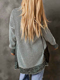 Heathered Drop Shoulder Open Front Coat