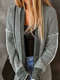 Heathered Drop Shoulder Open Front Coat