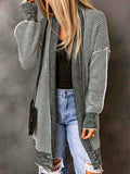 Heathered Drop Shoulder Open Front Coat