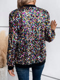 Zip Up Sequin Bomber Jacket