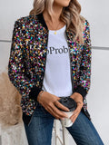 Zip Up Sequin Bomber Jacket