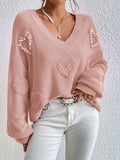 Heart Pattern Drop Shoulder Sweater