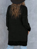Heathered Drop Shoulder Open Front Coat
