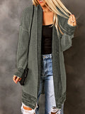 Heathered Drop Shoulder Open Front Coat