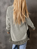 Heathered Drop Shoulder Open Front Coat