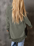Heathered Drop Shoulder Open Front Coat