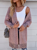 Heathered Drop Shoulder Open Front Coat