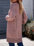 Heathered Drop Shoulder Open Front Coat