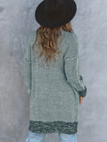 Heathered Drop Shoulder Open Front Coat